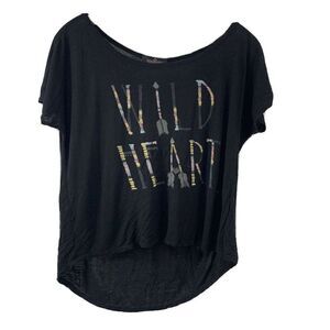 Wild Heart Black Cropped Relaxed Fit Top Small